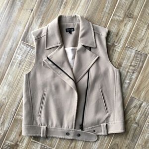 Topshop Bone Color Moto Vest